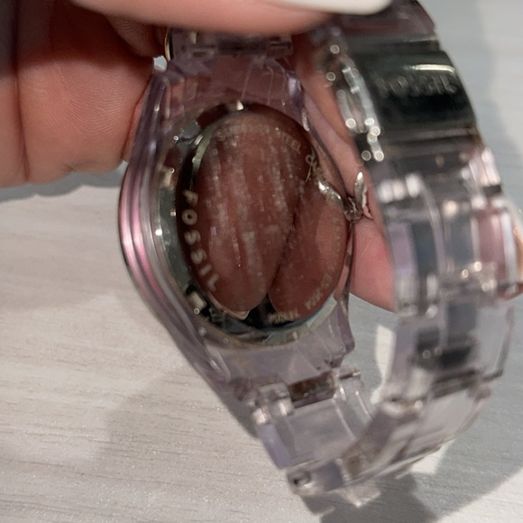 Fossil Watch Hot Pink Clear Band - Picture 7 of 9